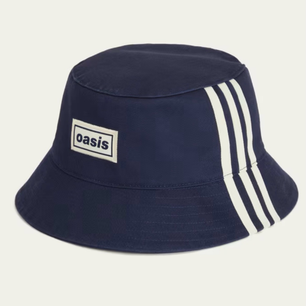 adidas x Oasis Tour Live ‘25 Navy Blue Bucket Hat with White Stripes